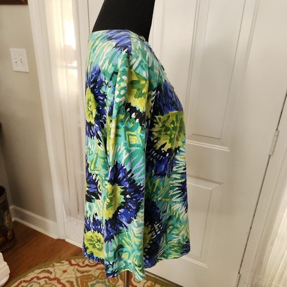 Ruby Rd. Beaded Floral Blues Greens Yellows Top  Size 1X Plus - Picture 5 of 8